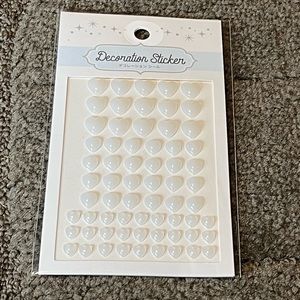 Pearly Heart Decoration Stickers 3D Cabochon Kawaii White Crafts Art DIY Love 🤍